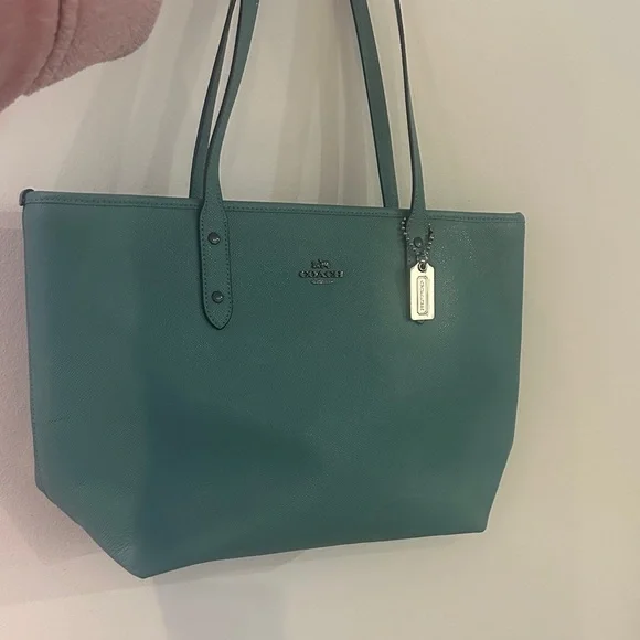 Coach City Zip Blue Leather Tote - Picture 5 of 6